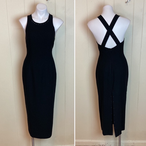 Ann Taylor Dresses & Skirts - Vtg Ann Taylor Rhinestone Evening Dress 6 Cocktail Party Night Out Black Gown